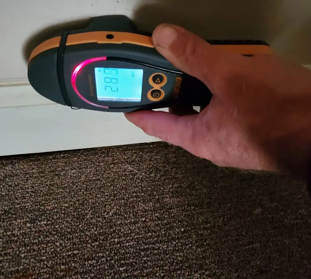 Moisture detection at baseboard during Burst Pipe Cleanup in Oklahoma City
